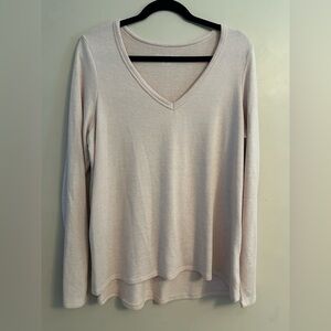 American Eagle Outfitters Light Pink Long Sleeve V-Neck Top